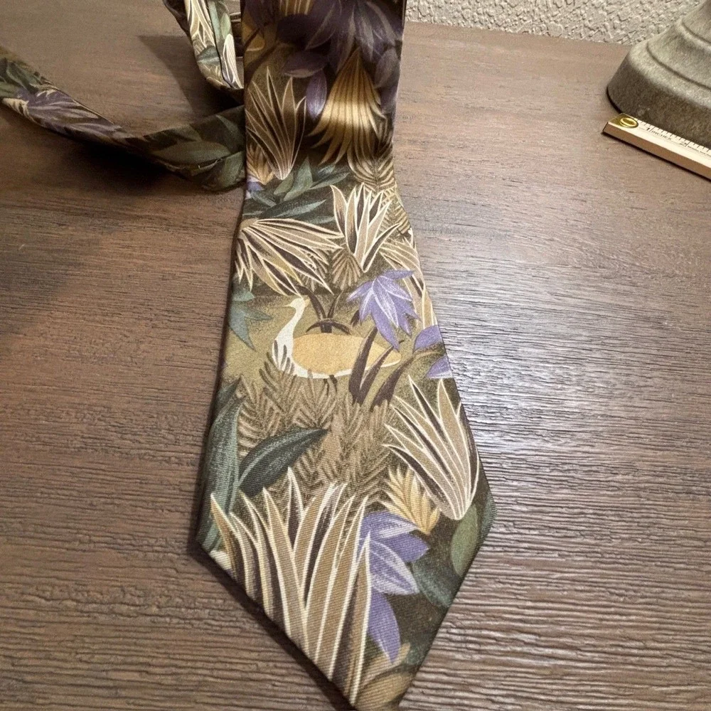 Vintage Ted Lapidus Silk Tie Tropical Hand Printed Italy 3.5x60 Alex‎ Reich